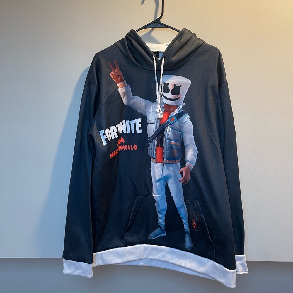 Fortnite Marshmello 3D Pullover Hoodie Sweatshirt Black Size 3X